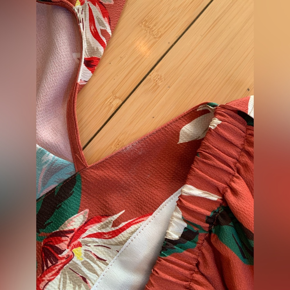 dRA Los Angeles Dark Orange Floral Cutout Maxi Dress - Picture 11 of 13